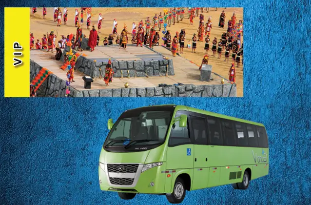 Inti Raymi 2027 ticket. Yellow section + tour bus